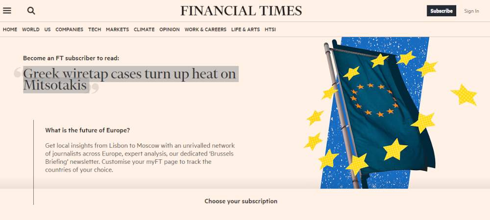 Το δημοσίευμα των Financial Times για τις υποκλοπές