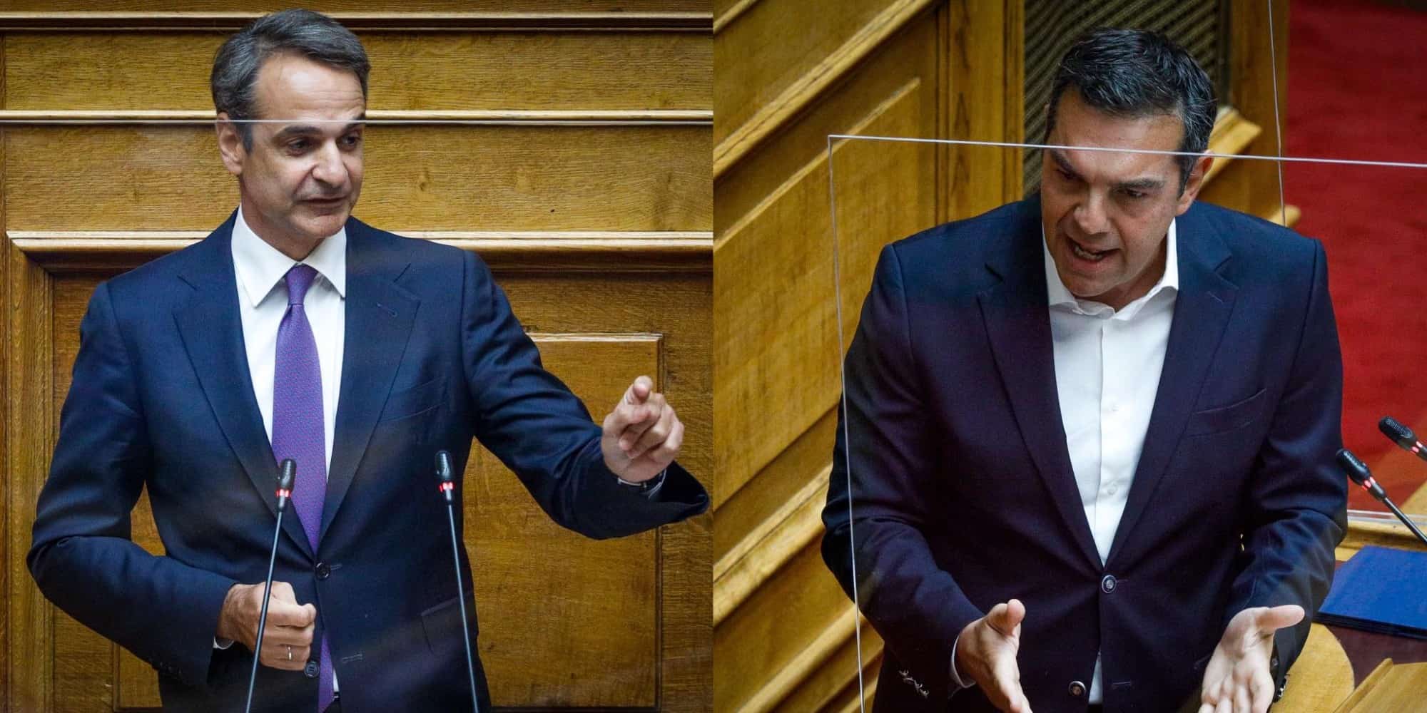 Ο Κυριάκος Μητσοτάκης και ο Αλέξης Τσίπρας στη Βουλή