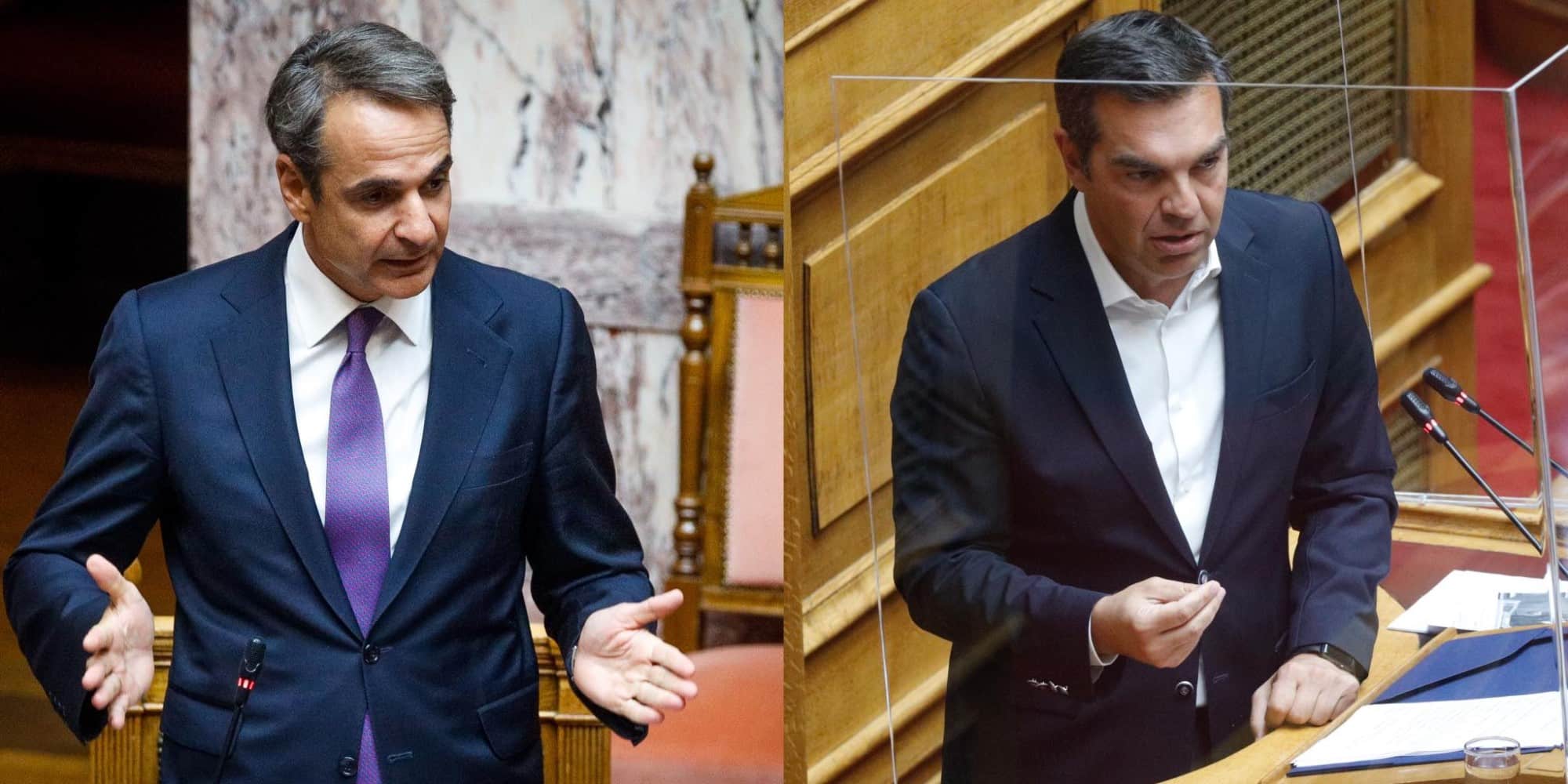 Ο Κυριάκος Μητσοτάκης και ο Αλέξης Τσίπρας στη Βουλή