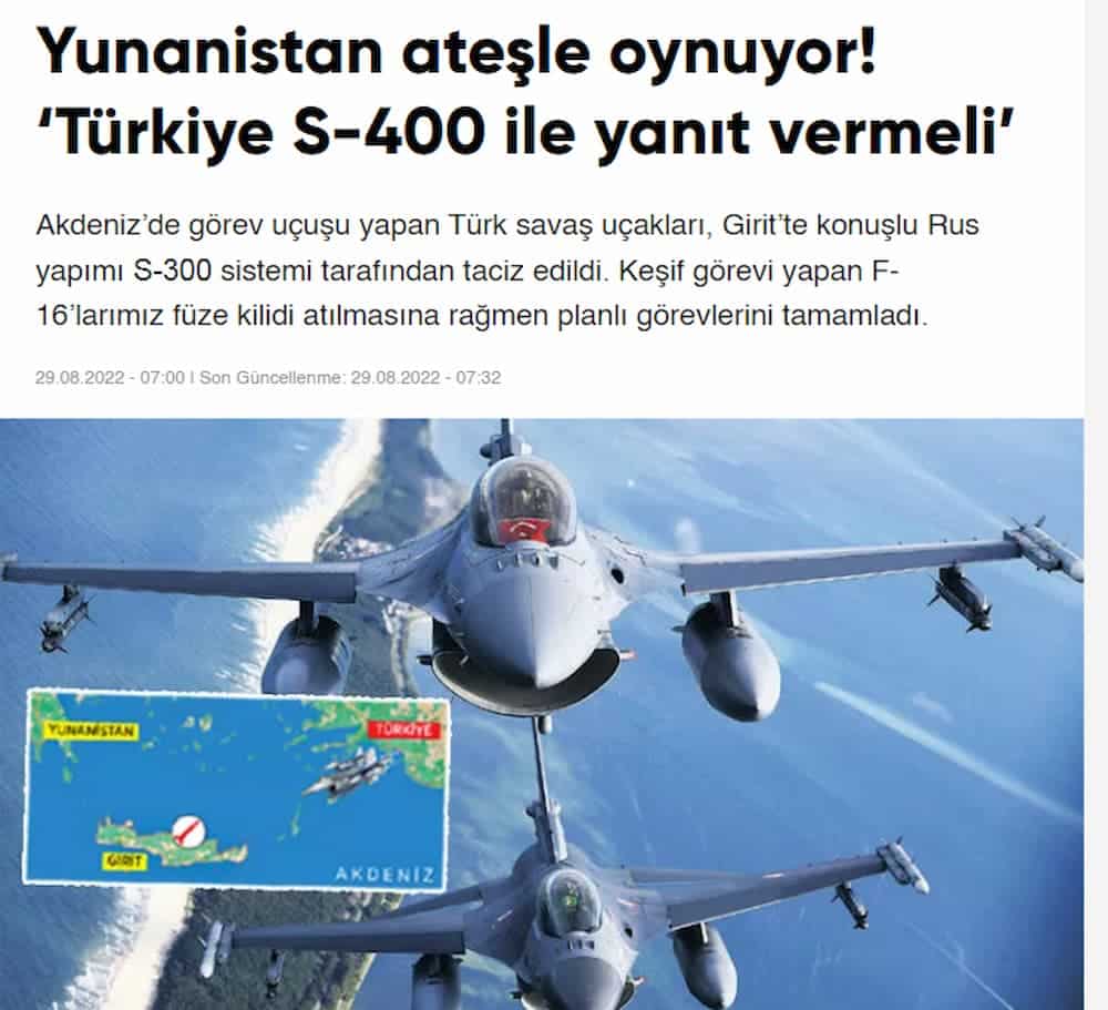 vd - Οι Τούρκοι συνεχίζουν την προβοκάτσια: «Αφού η Ελλάδα ενεργοποίησε τους S-300, τότε και η Τουρκία να κλειδώσει με τα ραντάρ των S-400 το Αιγαίο» (βίντεο)