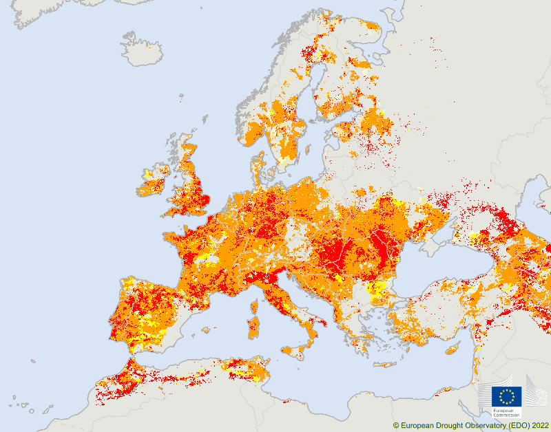 Ο χάρτης που αποτυπώνει την ξηρασία στην Ευρώπη