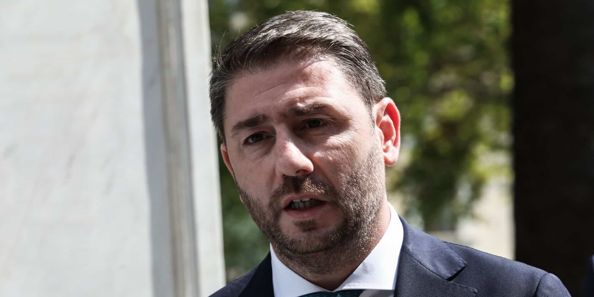 Ο Νίκος Ανδρουλάκης κάνει δηλώσεις έξω από το Προεδρικό Μέγαρο