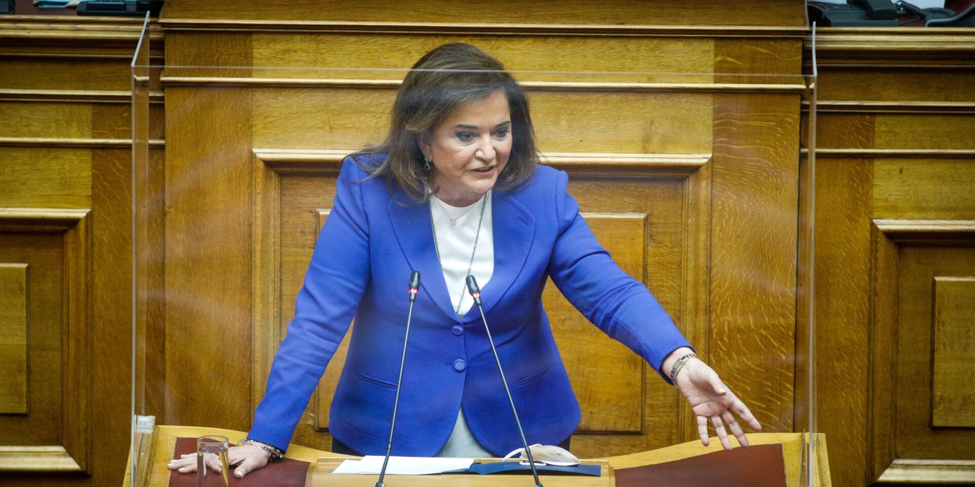 Η Ντόρα Μπακογιάννη στη Βουλή
