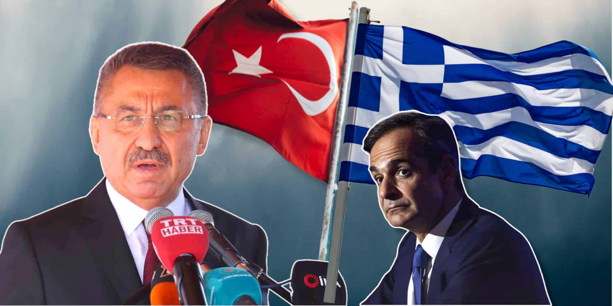 Ο Φουάτ Οκτάι και ο Έλληνας πρωθυπουργός Κυριάκος Μητσοτάκης