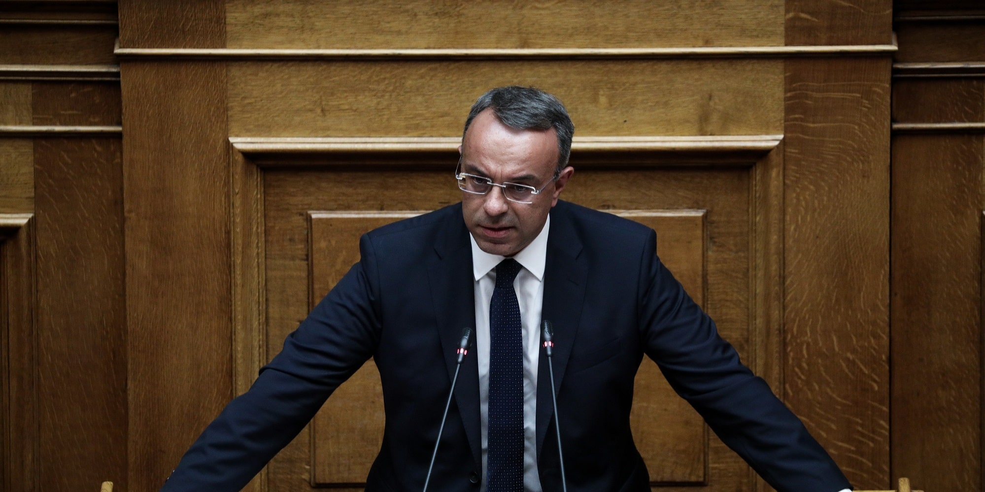 Ο υπουργός Οικονομικών Χρήστος Σταϊκούρας στο βήμα της Βουλής