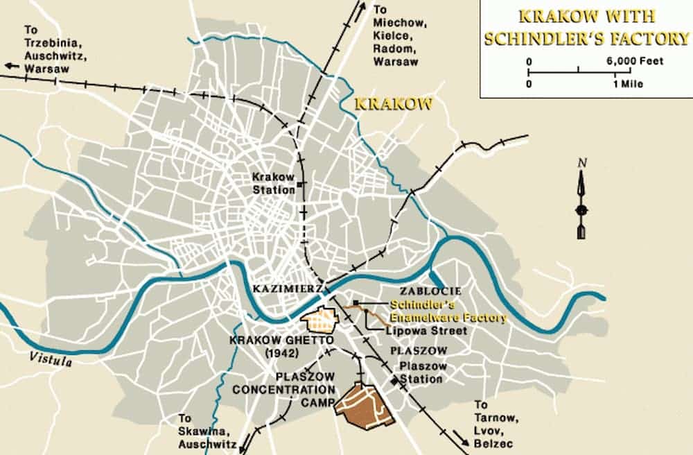 Ο χάρτης με τα εργοστάσια του Σίντλερ στην Κρακοβία