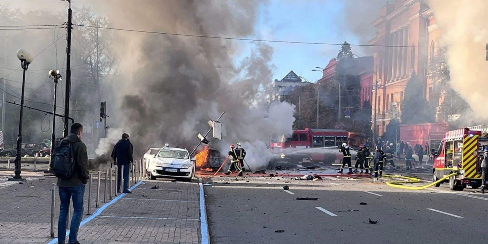 Εικόνα από το Κίεβο μετά τις εκρήξεις από τη Ρωσία