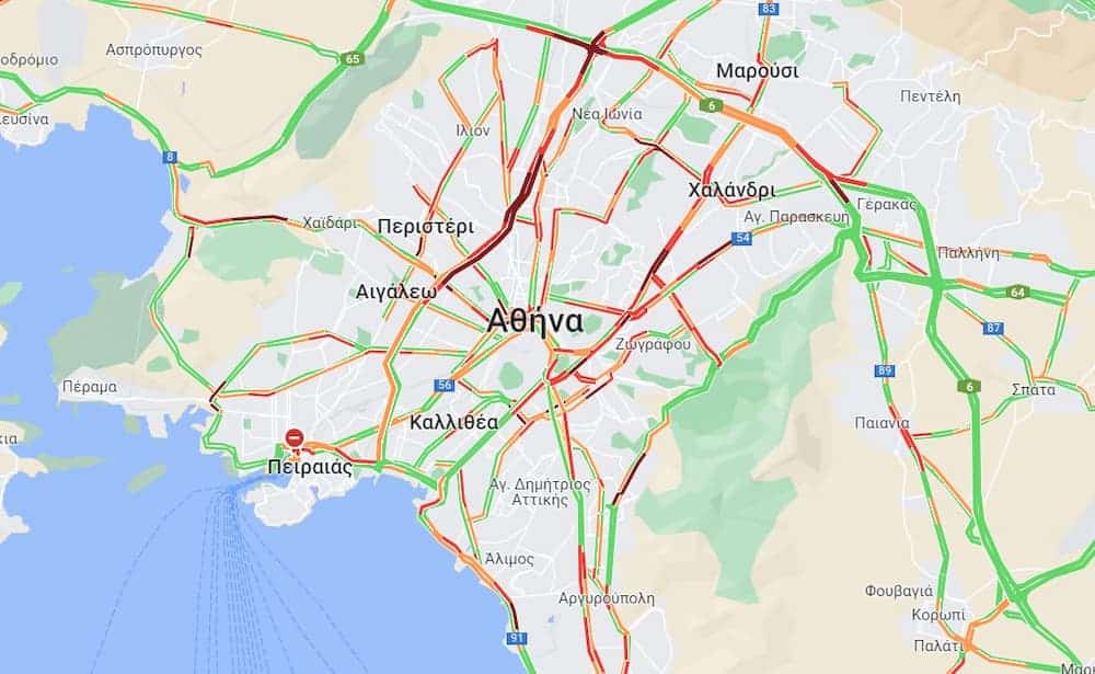 Ο χάρτης της κίνησης στην Αθήνα