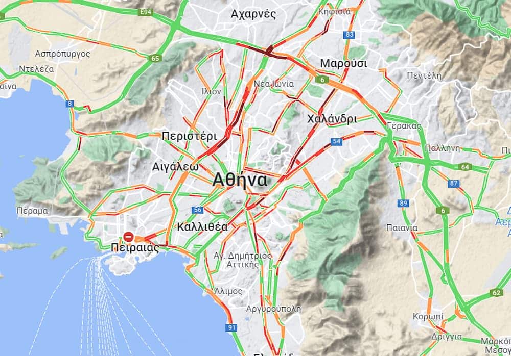 Ο χάρτης της κίνησης στην Αθήνα