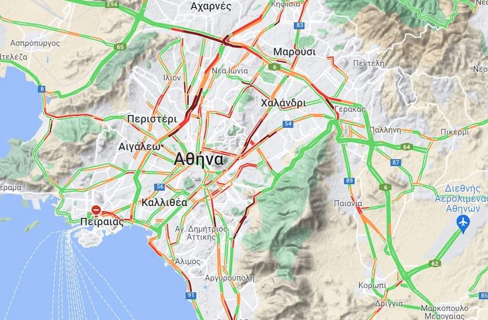 Ο χάρτης της κίνησης στην Αθήνα