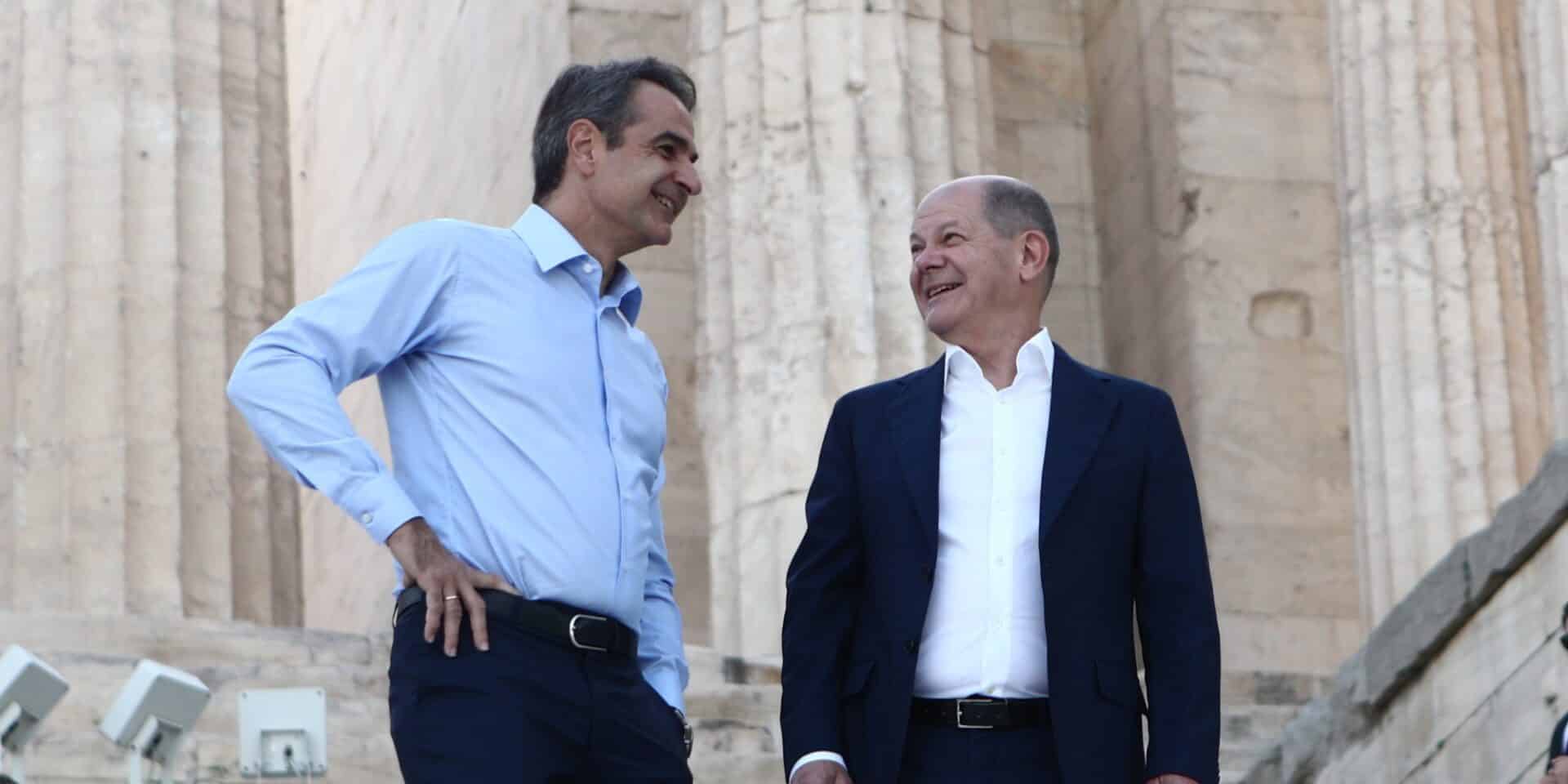 Κυριάκος Μητσοτάκης και Όλαφ Σολτς στην Ακρόπολη
