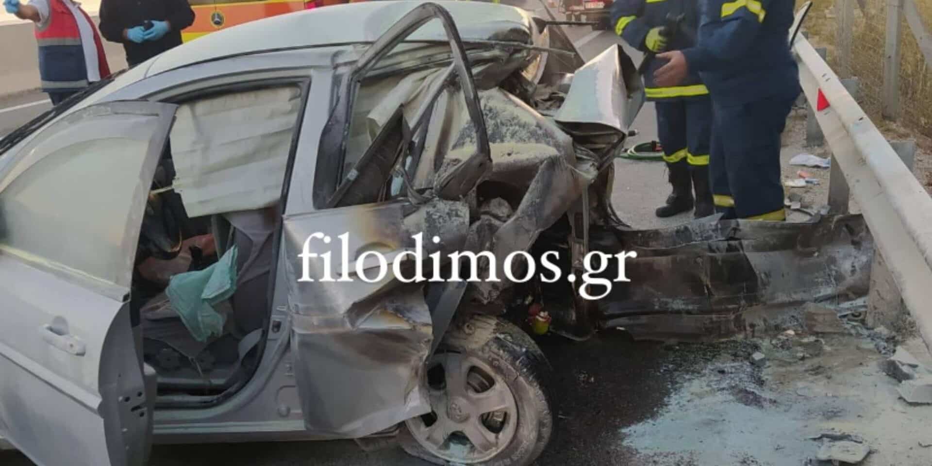 Εικόνα από το τροχαίο στην Κορίνθου-Πατρών