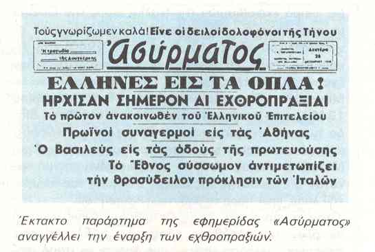Έκτακτο παράρτημα του «Ασύρματου» για τον ελληνοϊταλικό πόλεμο