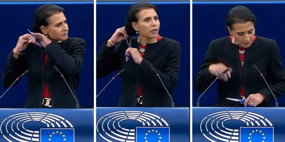 Η Ευρωβουλευτής έκοψε τα μαλλιά της live