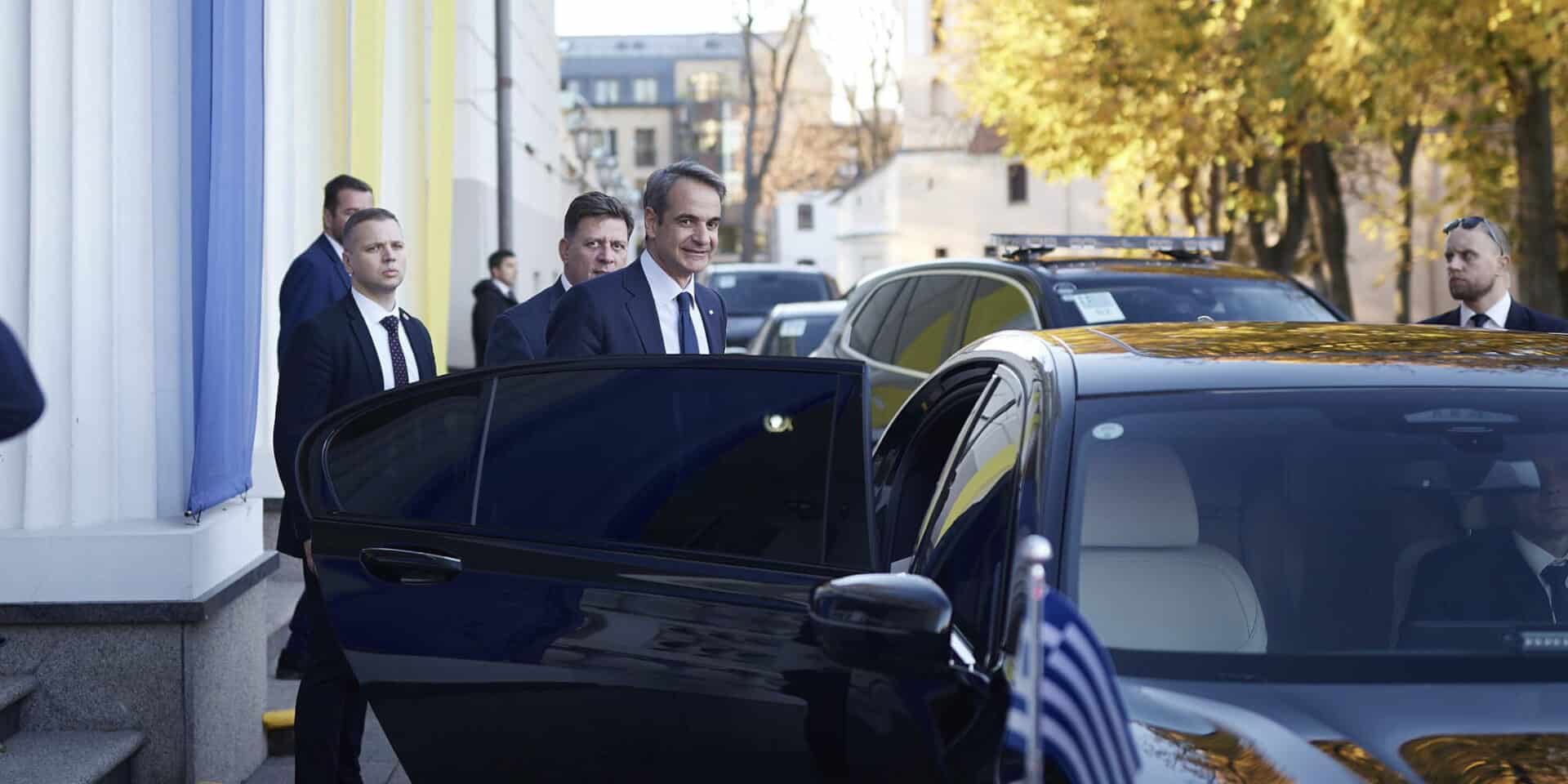 Ο Κυριάκος Μητσοτάκης κατά την επίσκεψή του στη Λιθουανία / Φωτογραφία: Eurokinissi