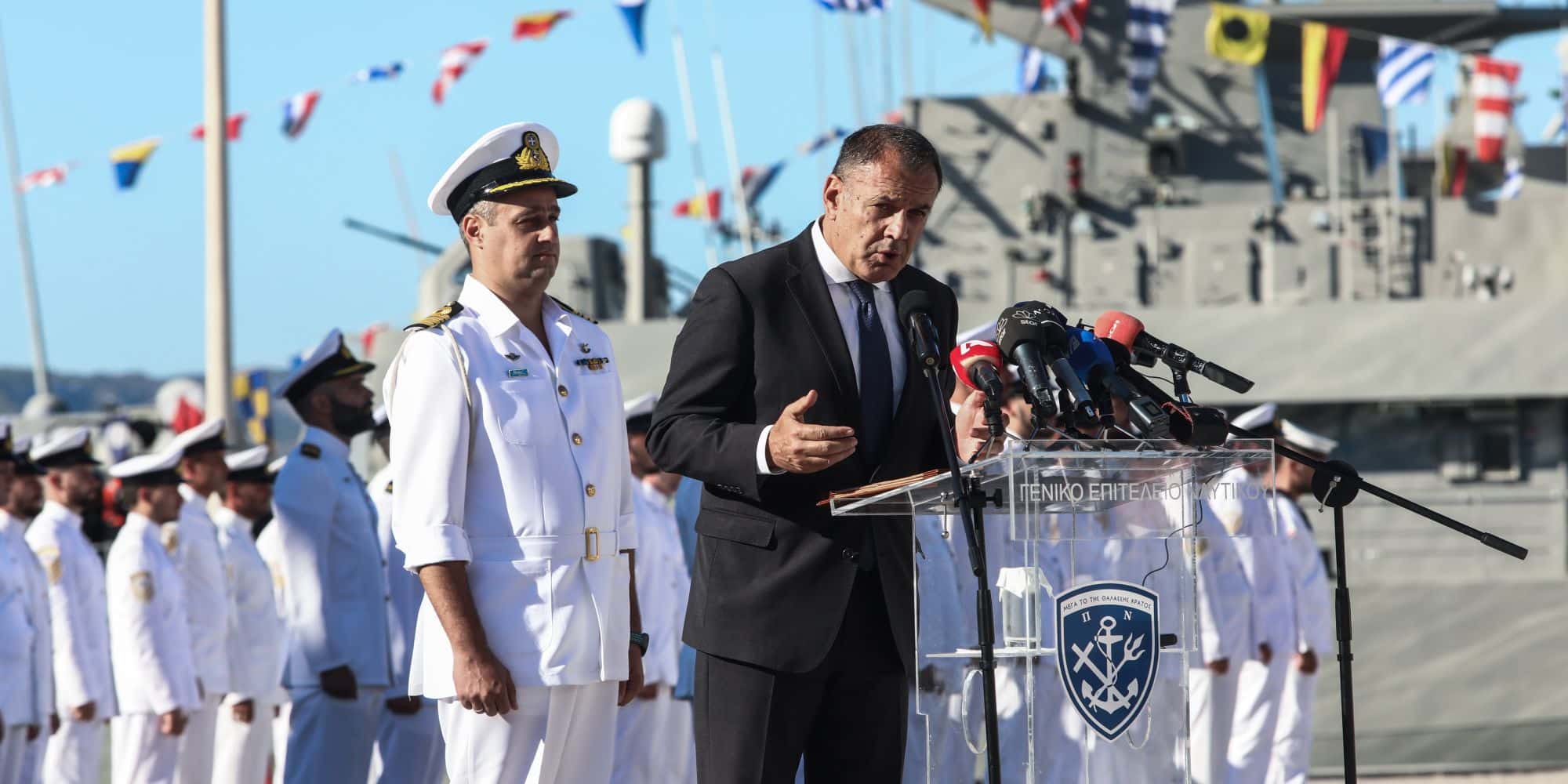 Ο Νίκος Παναγιωτόπουλος σε τελετή ονοματοδοσίας πυραυλάκατου του Πολεμικού Ναυτικού