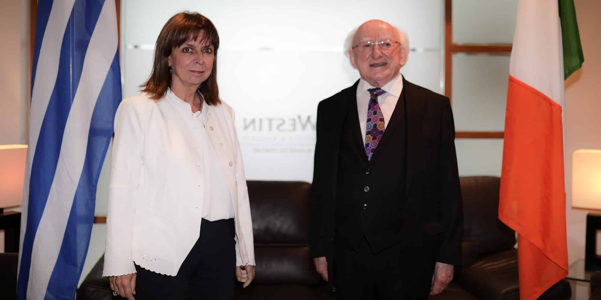 Η Κατερίνα Σακελλαροπούλου με τον πρόεδρο της Ιρλανδίας