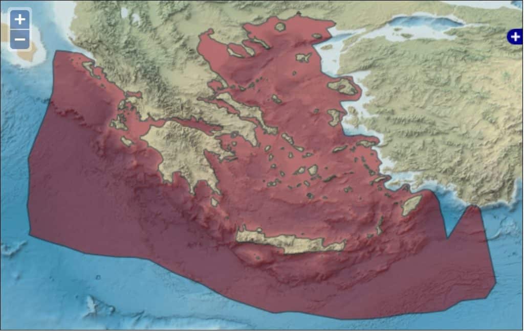 Ανεπίσημος χάρτης για την ελληνική ΑΟΖ
