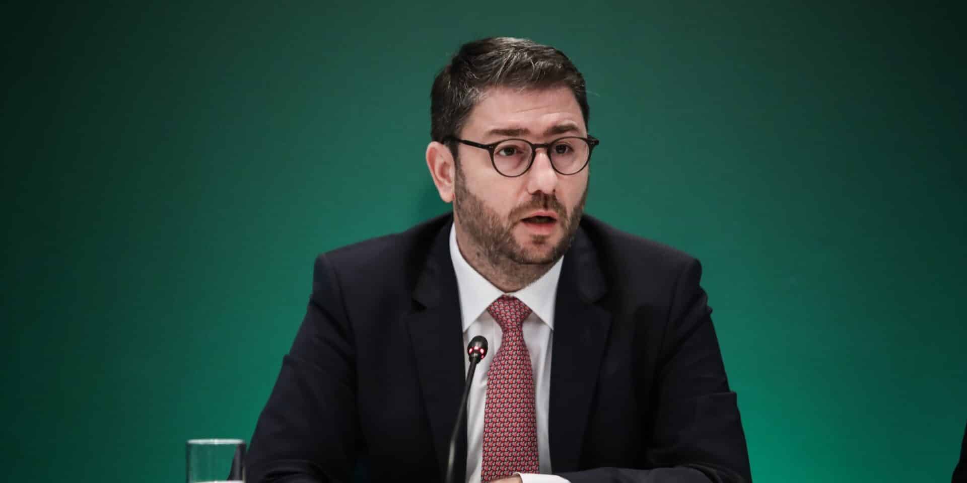Ο Νίκος Ανδρουλάκης στη συνέντευξη τύπου του ΠΑΣΟΚ / Φωτογραφία: Eurokinissi