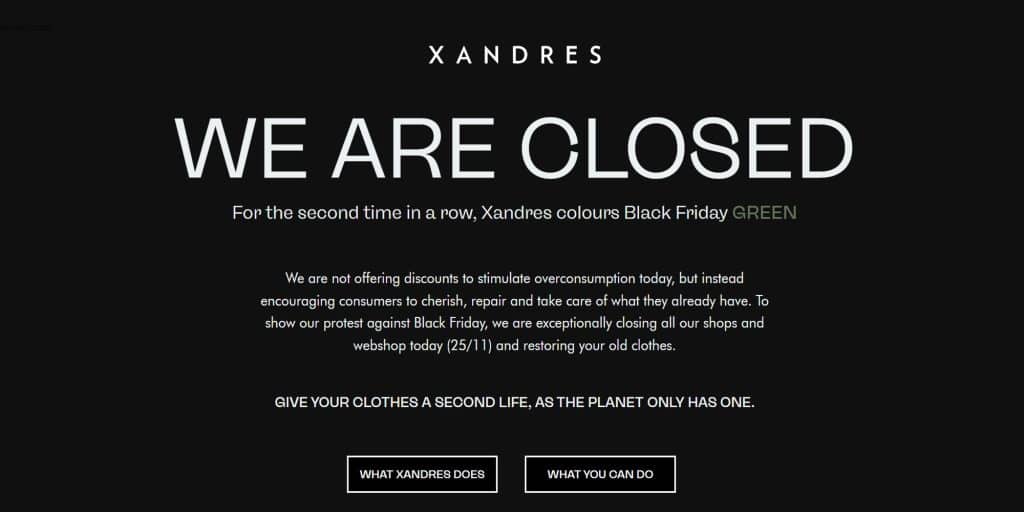 Η Xandres ενημερώνει στο site της για την Green Friday