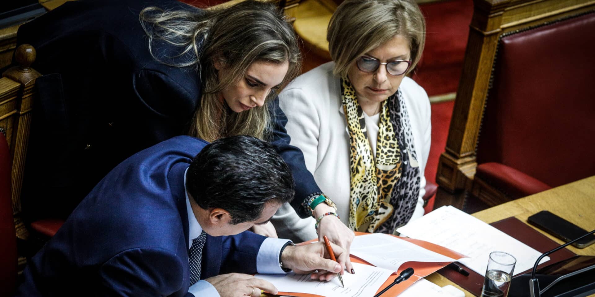 Θάνος Πλεύρης και Μίνα Γκάγκα στη Βουλή