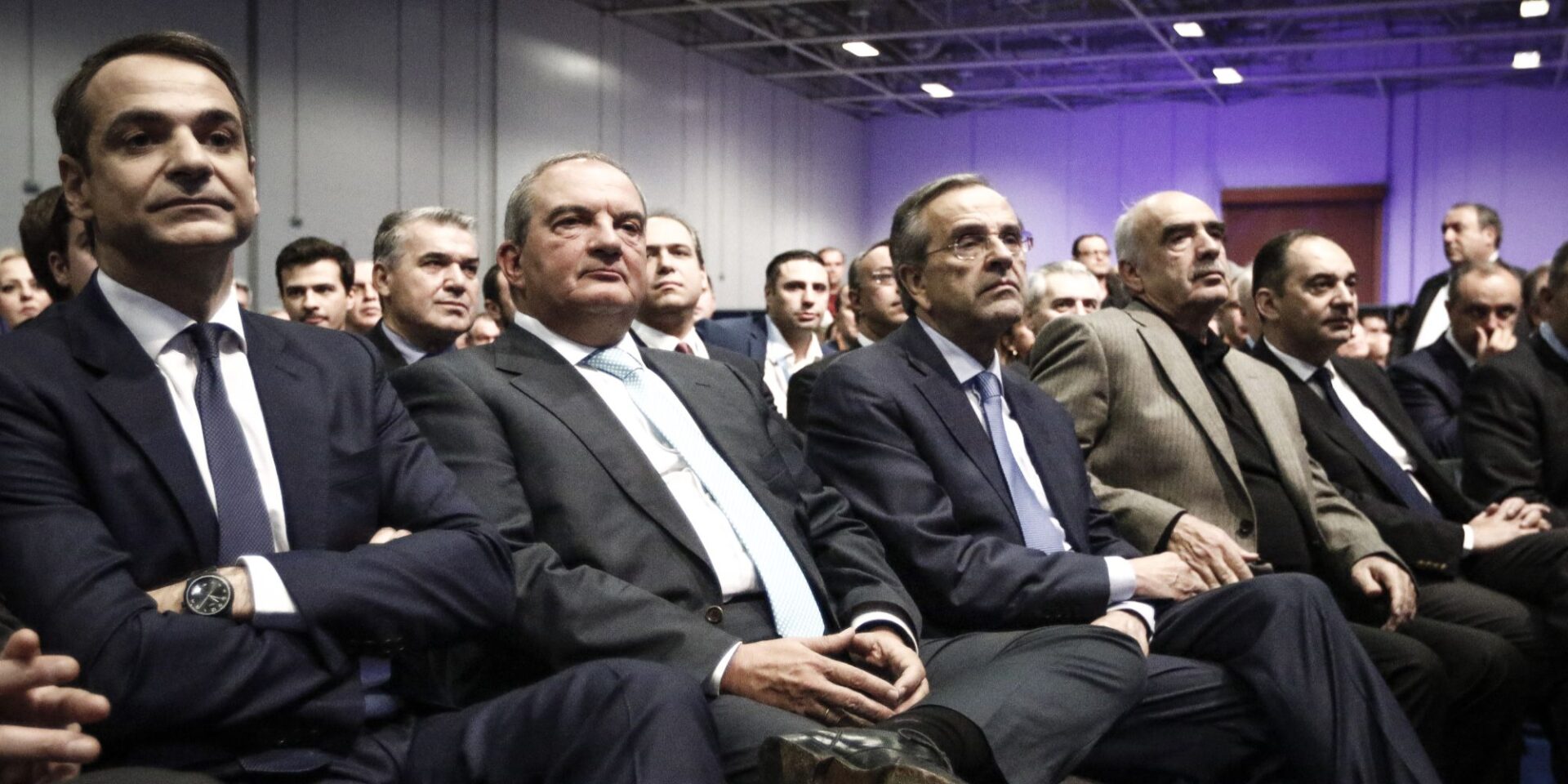 Ο Κυριάκος Μητσοτάκης, ο Αντώνης Σαμαράς και ο Κώστας Καραμανλής