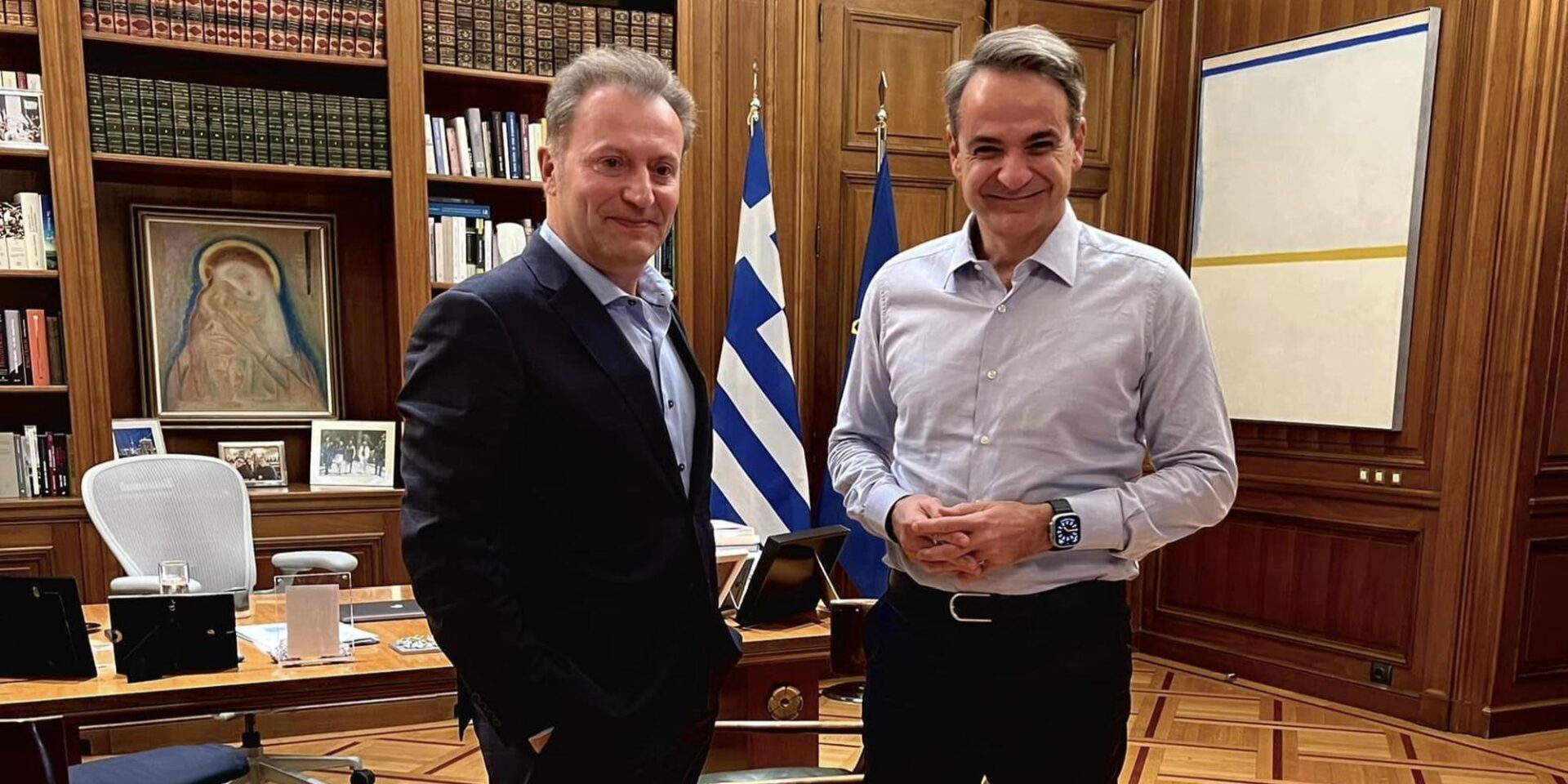 Ο δημοσιογράφος Δημήτρης Οικονόμου συναντήθηκε με τον Κυριάκο Μητσοτάκη