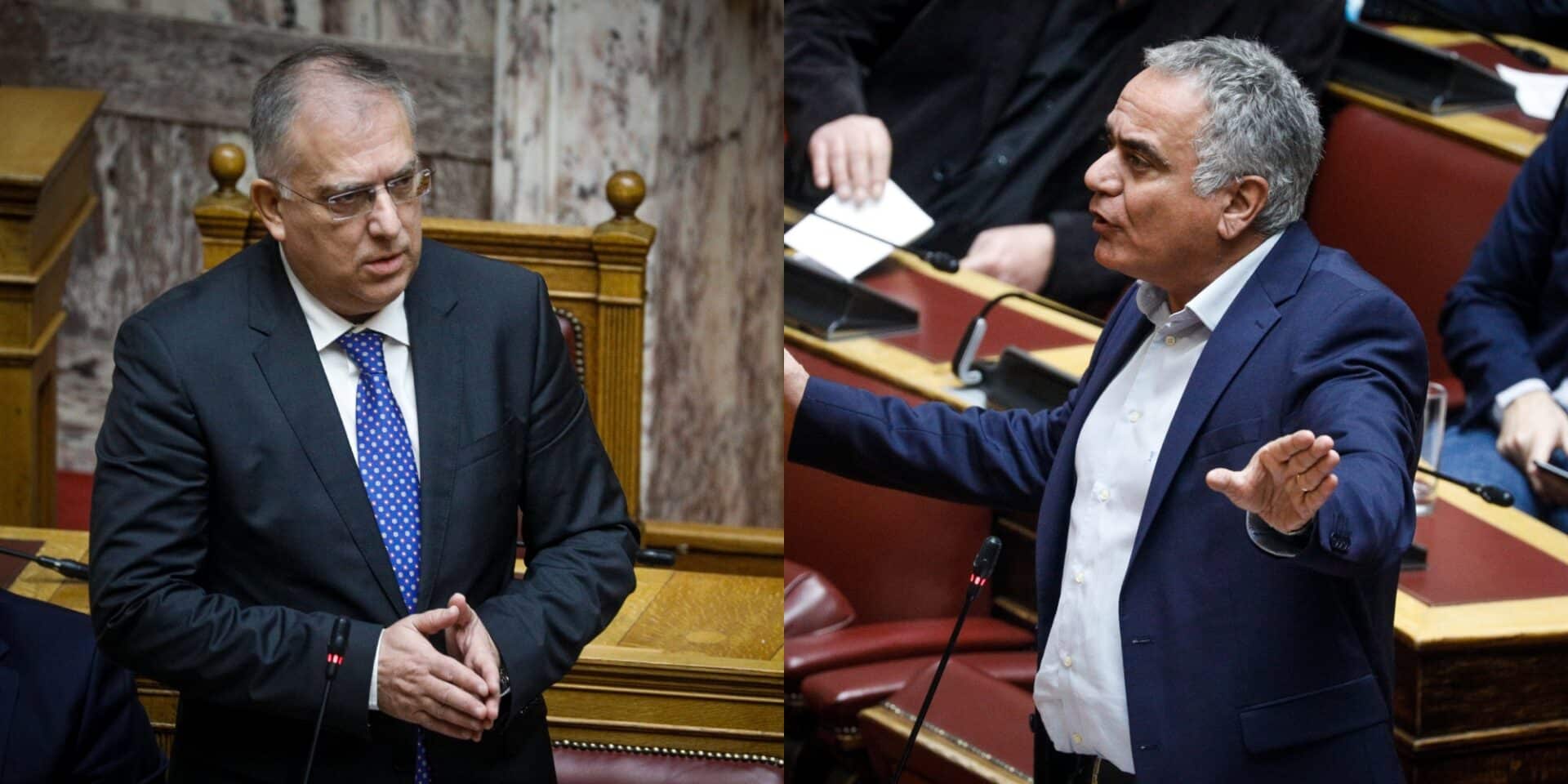 Τάκης Θεοδωρικάκος και Πάνος Σκουρλέτης στη Βουλή