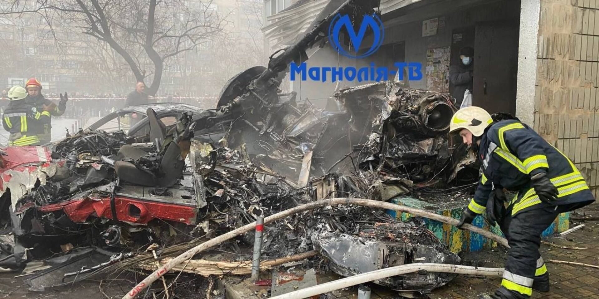 Εικόνα από την πτώση του ελικοπτέρου στο Κίεβο