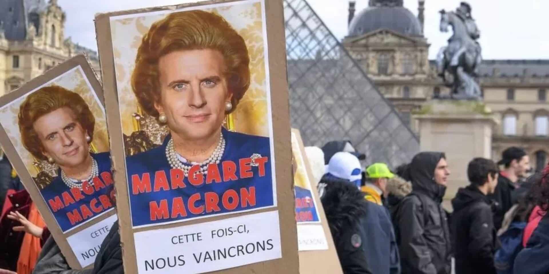 Αφίσα της Θάτσερ με το πρόσωπο του Μακρόν