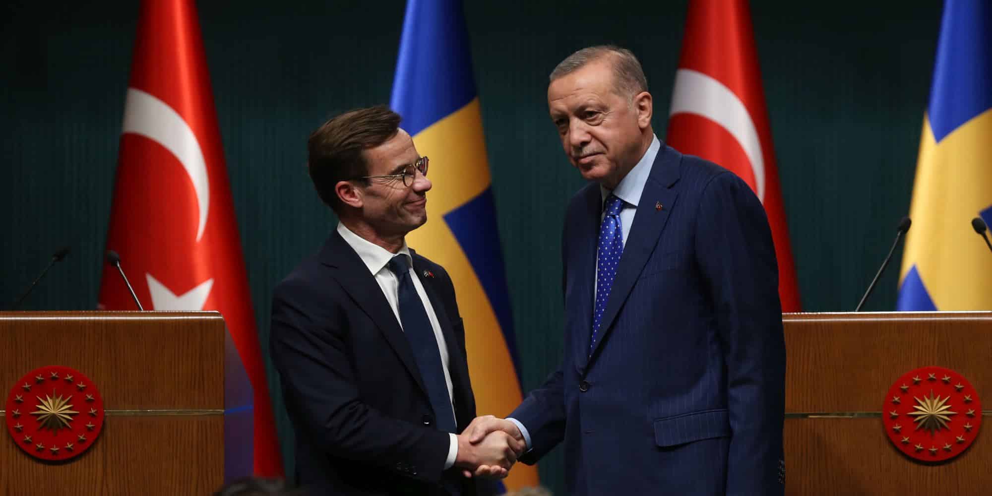 Ο Ρετζέπ Ταγίπ Ερντογάν μαζί με τον πρωθυπουργός της Σουηδίας Ουλφ Κρίστερσον