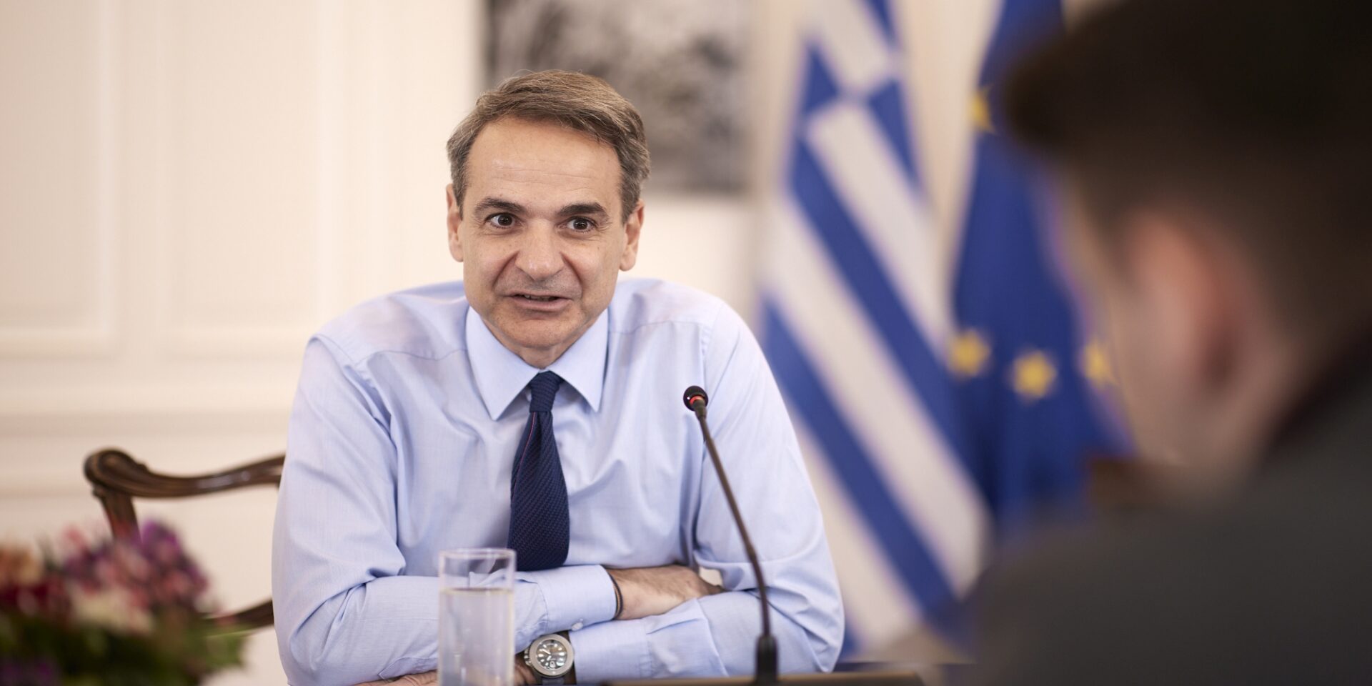 Ο πρωθυπουργός Κυριάκος Μητσοτάκης στο Μαξίμου