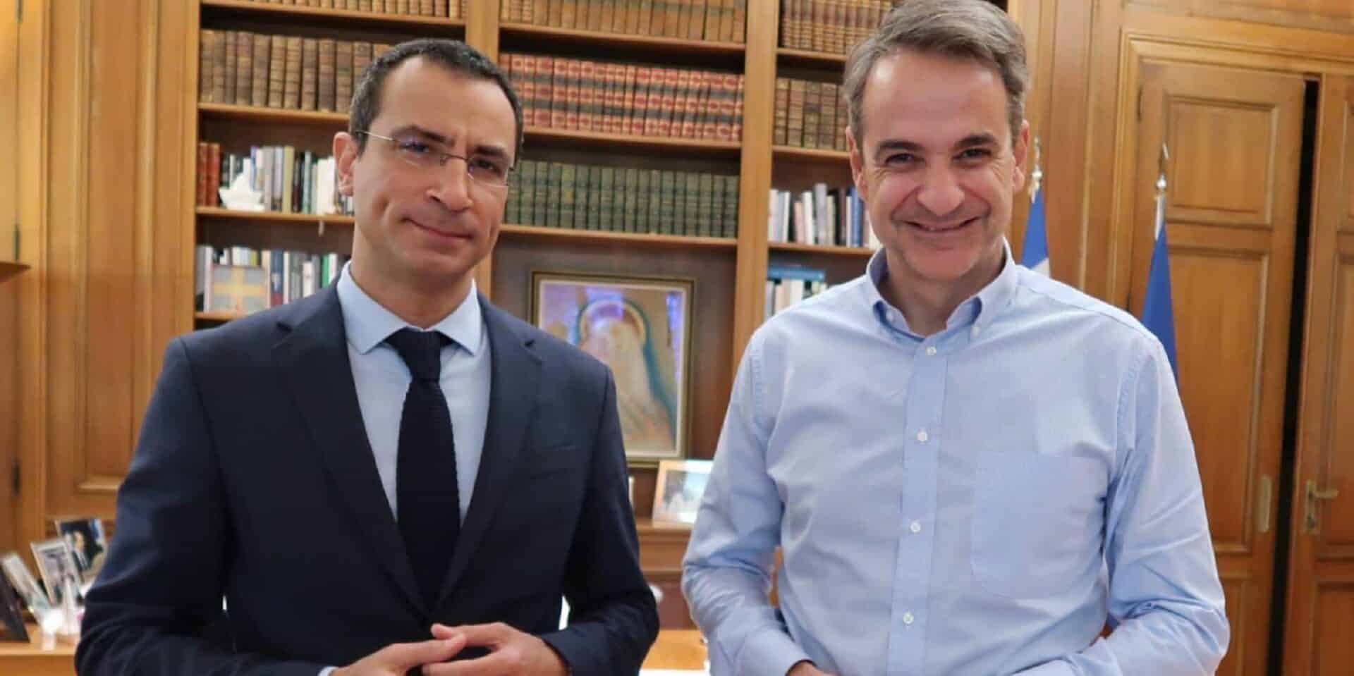 Ο Ιάσων Πιπίνης με τον πρόεδρο της ΝΔ Κυριάκο Μητσοτάκη