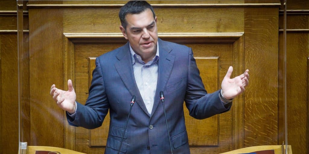 Ο πρόεδρος του ΣΥΡΙΖΑ, Αλέξης Τσίπρας, στο βήμα της Βουλής