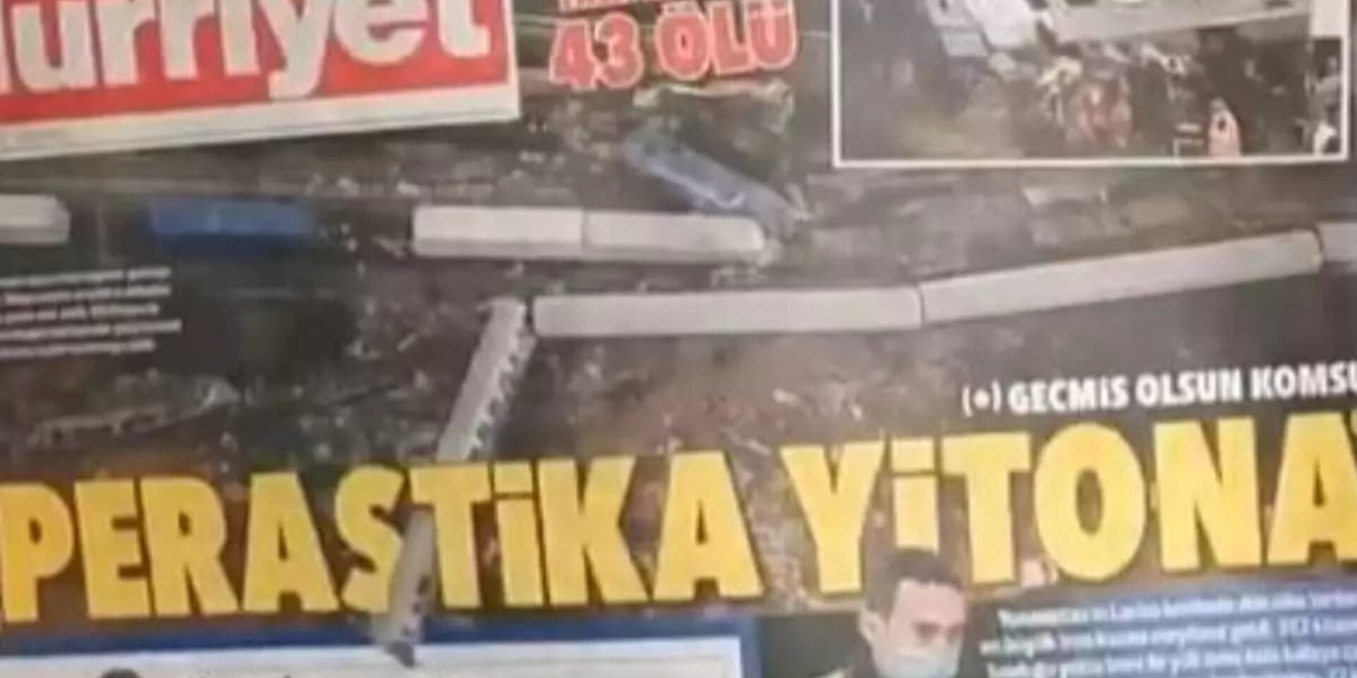 Το πρωτοσέλιδιο της Hurriyet για τα Τέμπη