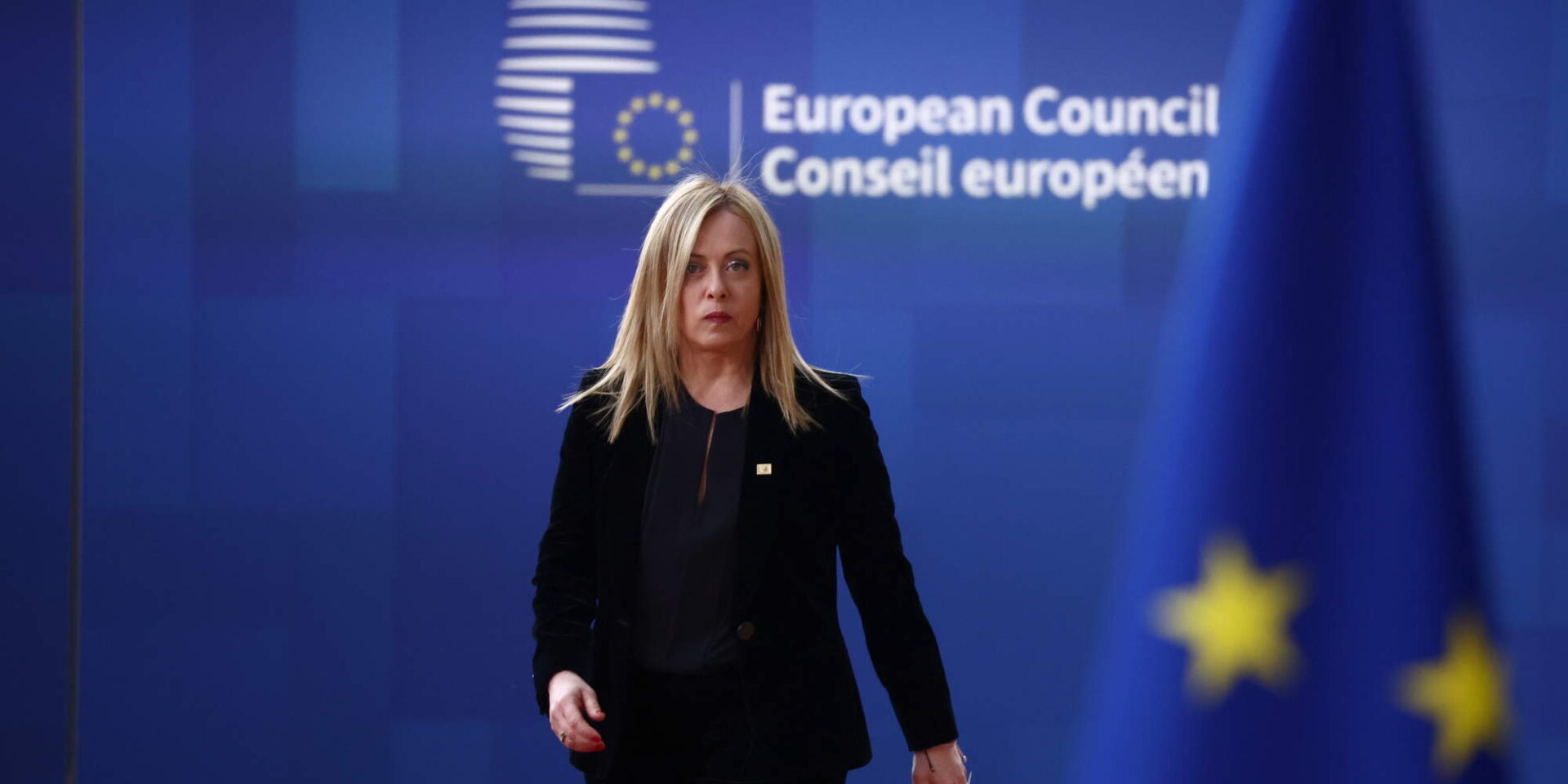 Η Ιταλίδα πρωθυπουργός, Τζόρτζια Μελόνι προσέρχεται στη Σύνοδο Κορυφής στις Βρυξέλλες