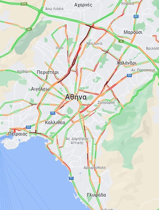 kinhsh tora 16 3 - Κίνηση τώρα: Η απεργία έχει δημιουργήσει κυκλοφοριακό χάος σε όλη την Αττική - Δείτε LIVE τον χάρτη