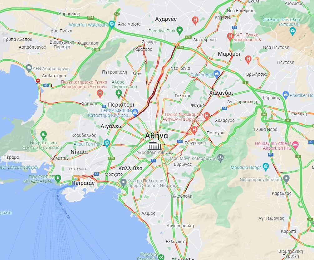kinisi tora 22 3 - Κίνηση τώρα: Μποτιλιάρισμα στη λεωφόρο Αθηνών εξαιτίας τροχαίου - Δείτε live τον χάρτη