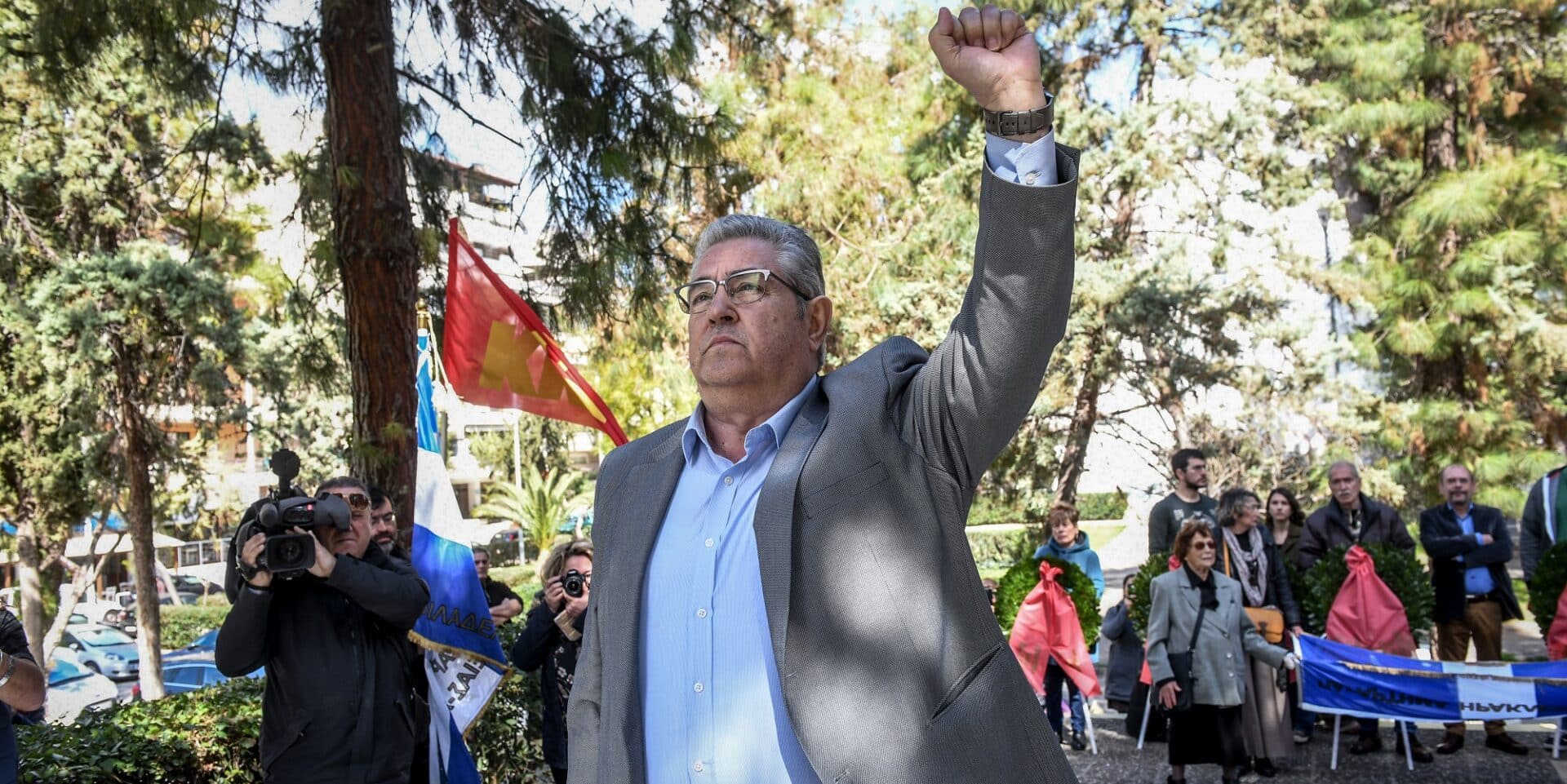 Ο Δημήτρης Κουτσούμπας σε εκδήλωση για το μπλόκο της Καλογρέζας