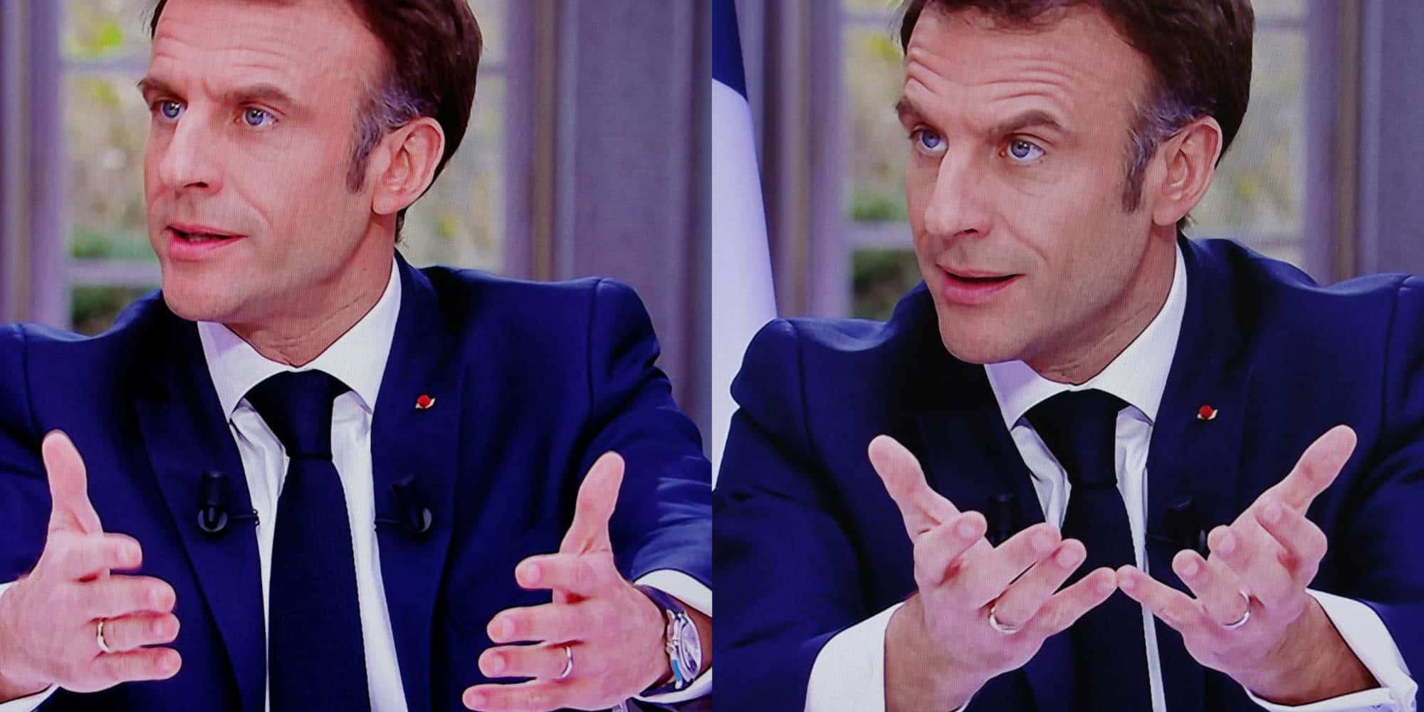 Ο Γάλλος πρόεδρος Εμανουέλ Μακρόν με και χωρίς το ρολόι
