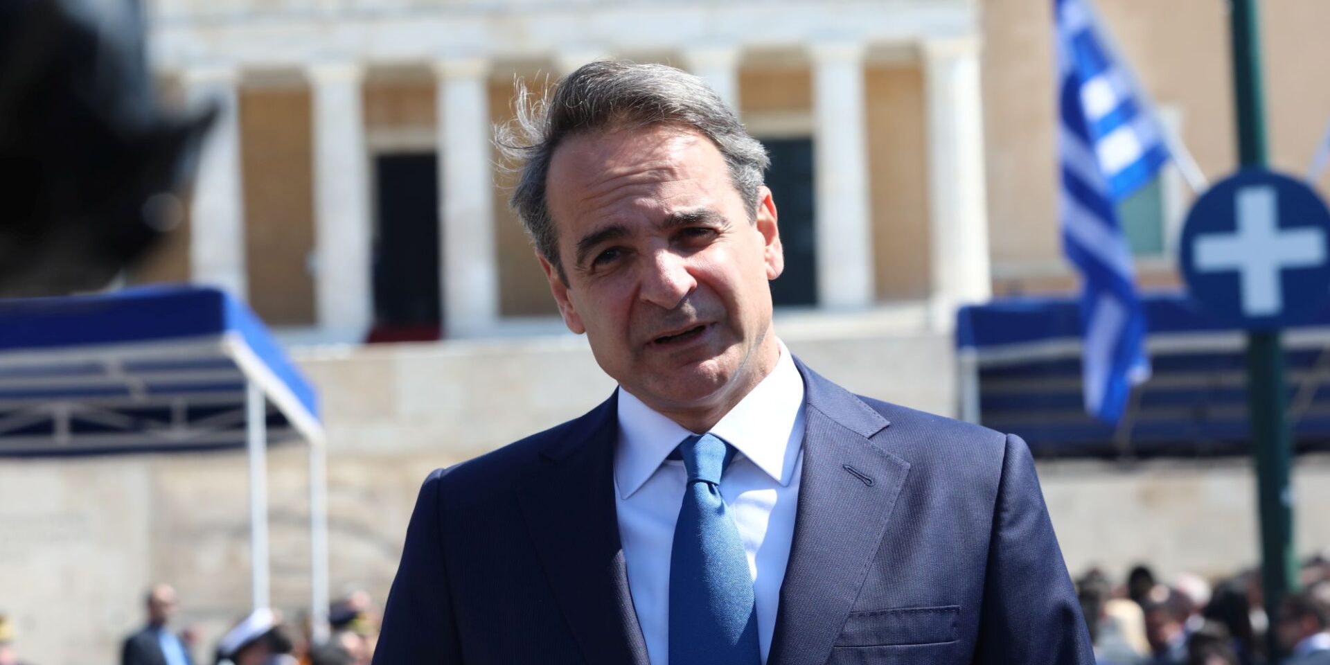 Ο Κυριάκος Μητσοτάκης στην παρέλαση για την 25η Μαρτίου