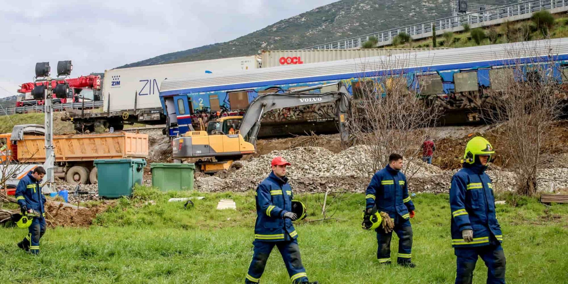 Το σημείο όπου συγκρούστηκαν τα δύο τρένα στα Τέμπη