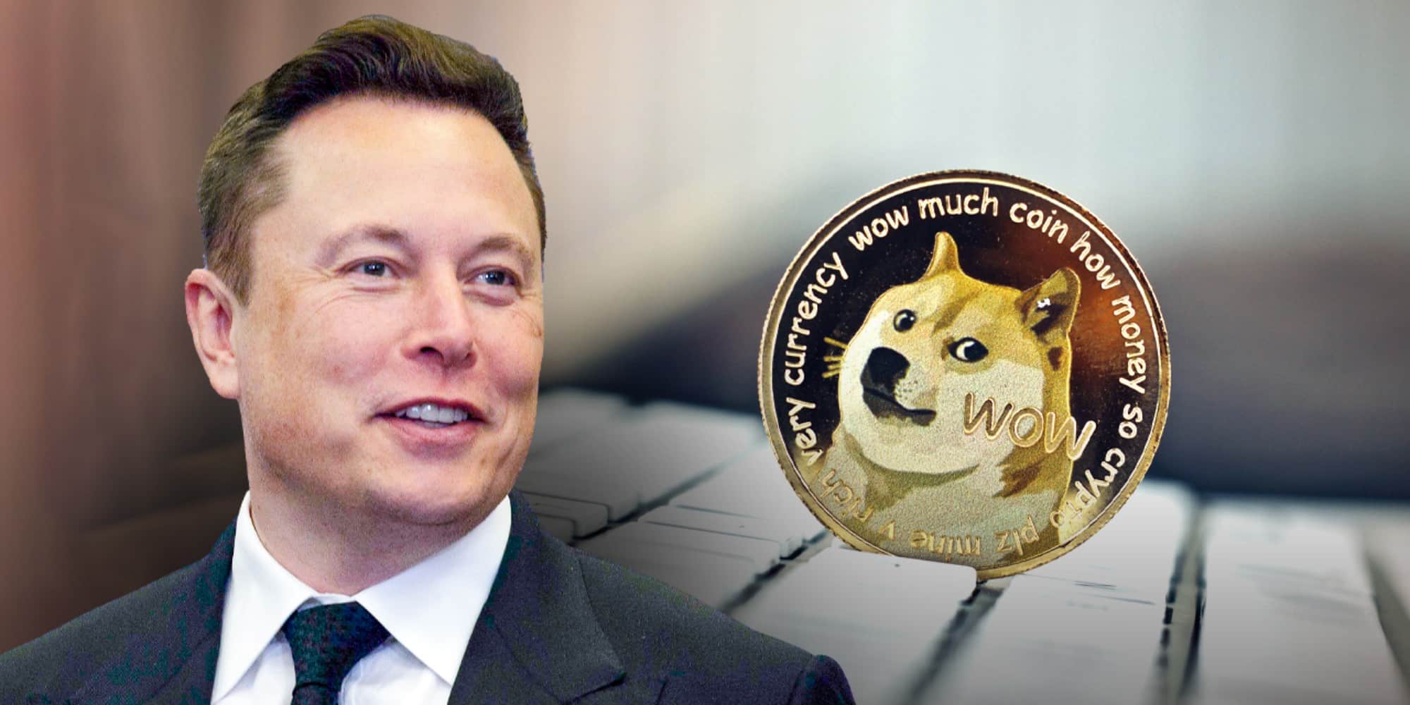 Ο Έλον Μασκ και το λογότυπο του Dogecoin
