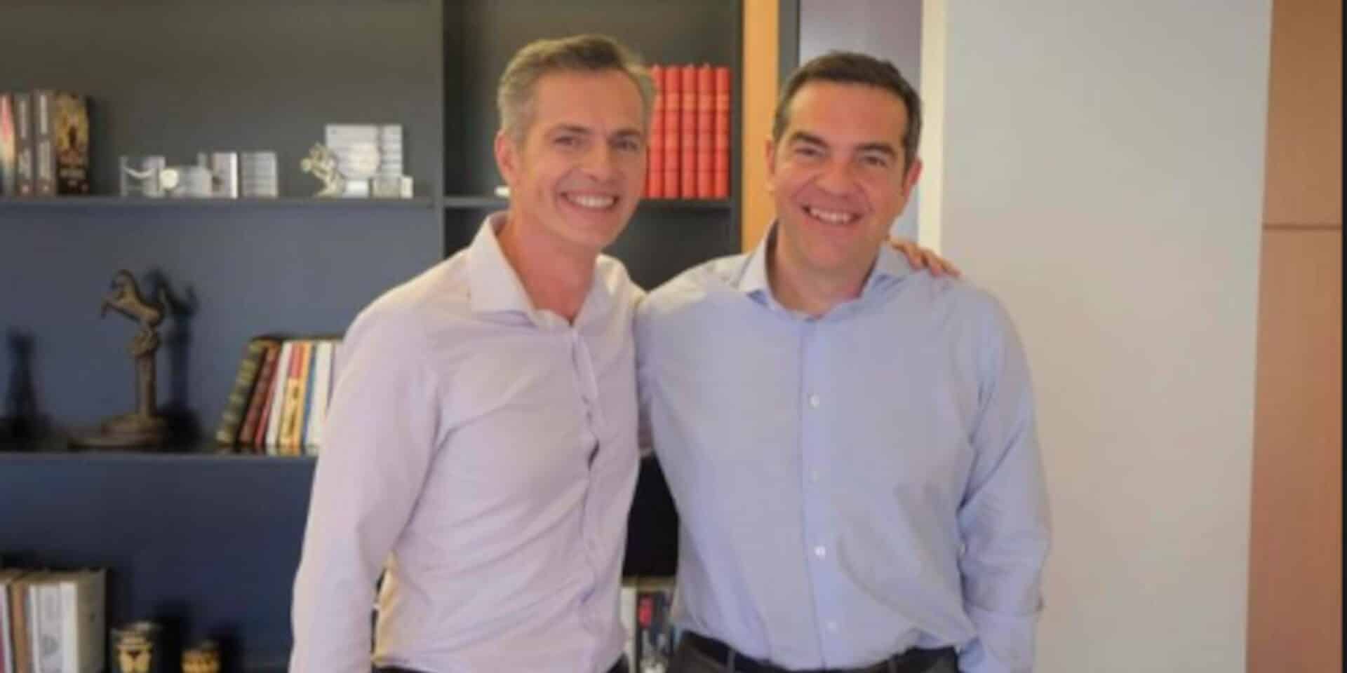 Ο ηθοποιός Μάριος Αθανασίου, με τον πρόεδρο του ΣΥΡΙΖΑ, Αλέξη Τσίπρα