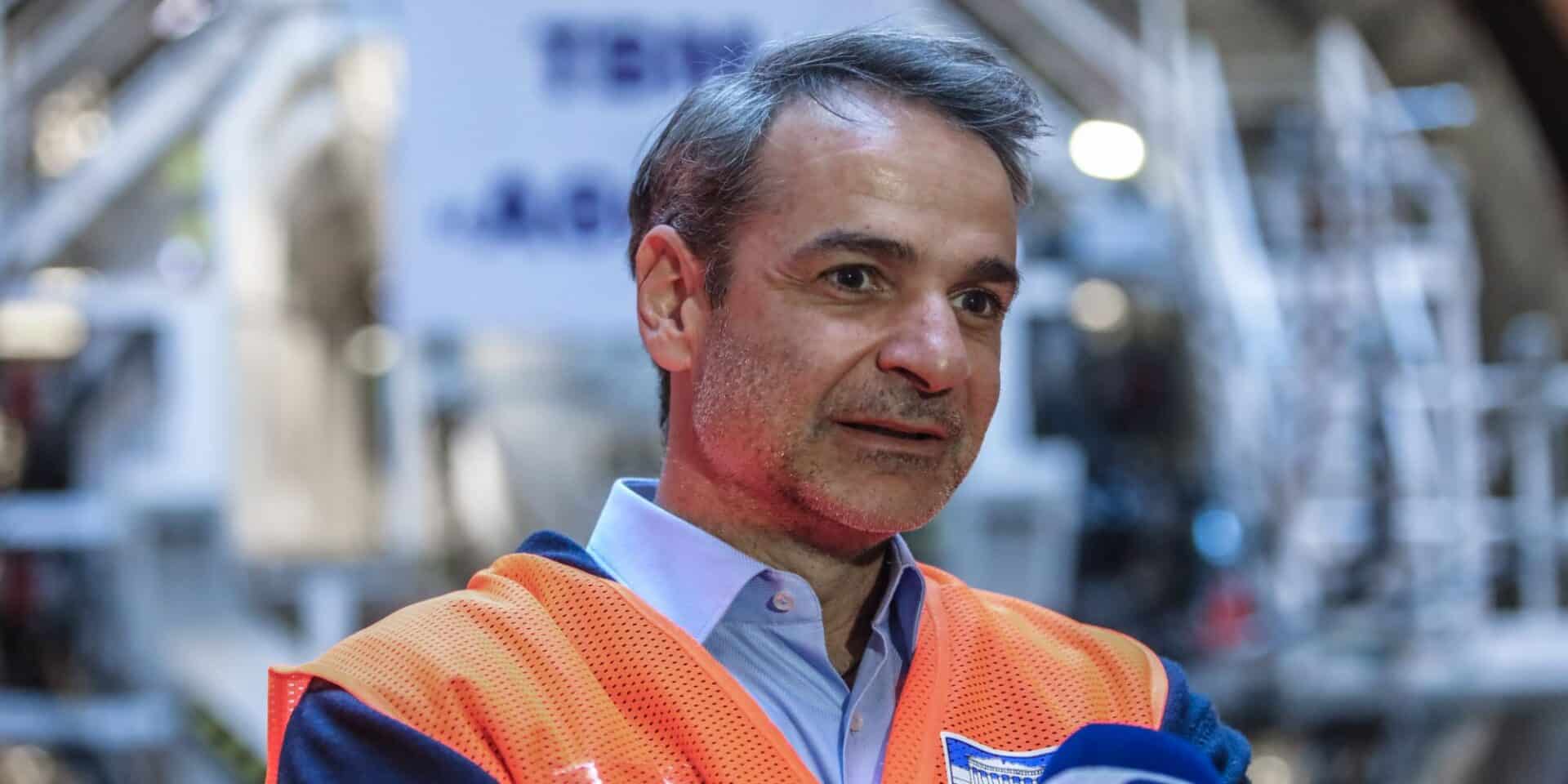 Ο πρωθυπουργός Κυριάκος Μητσοτάκης στο εργοτάξιο της Γραμμής 4 του Μετρό