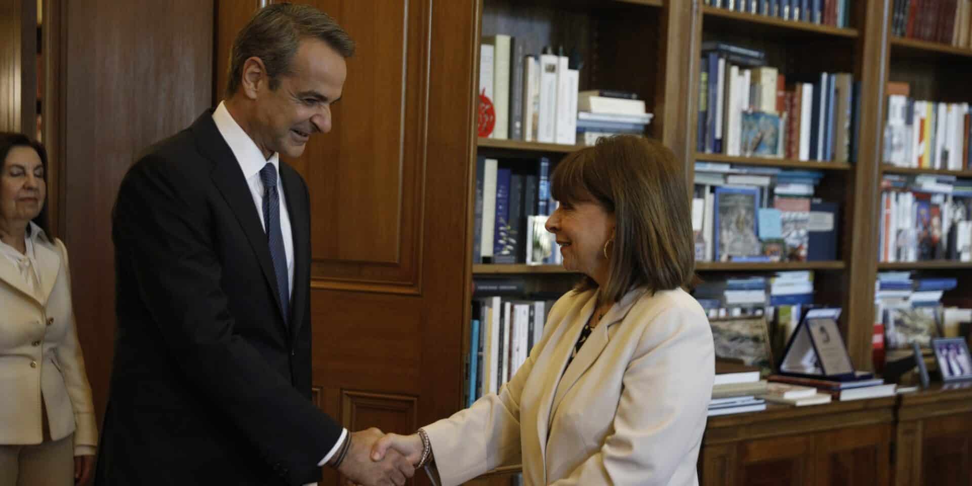 Ο Κυριάκος Μητσοτάκης με την Κατερίνα Σακελλαροπούλου