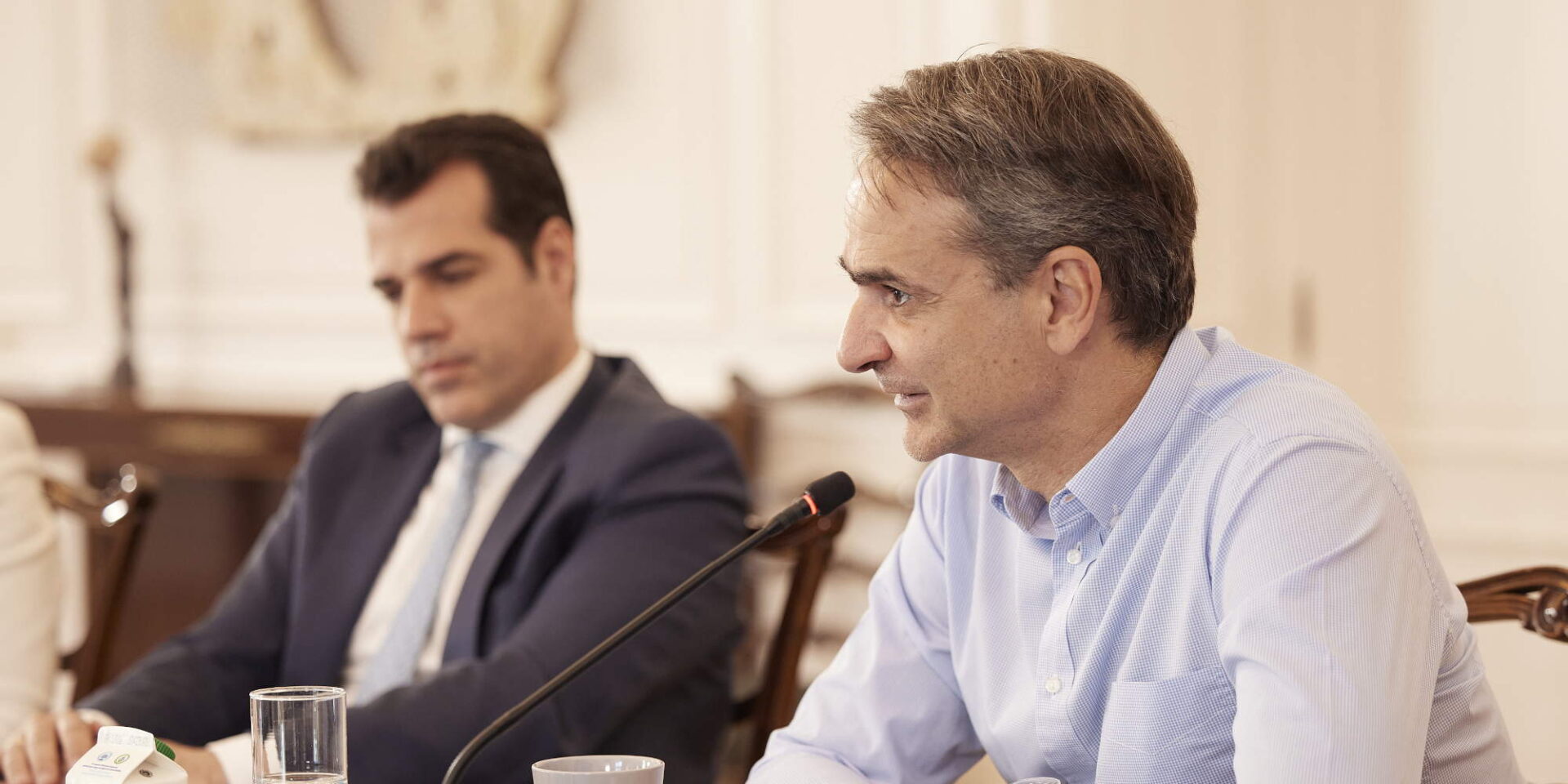 Ο πρωθυπουργός Κυριάκος Μητσοτάκης στο Μέγαρο Μαξίμου
