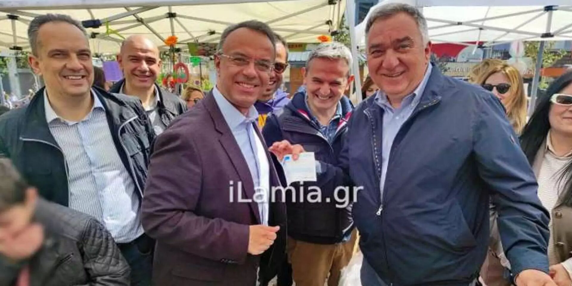 Ο Χρήστος Σταϊκούρας με τον δήμαρχο Λαμίας