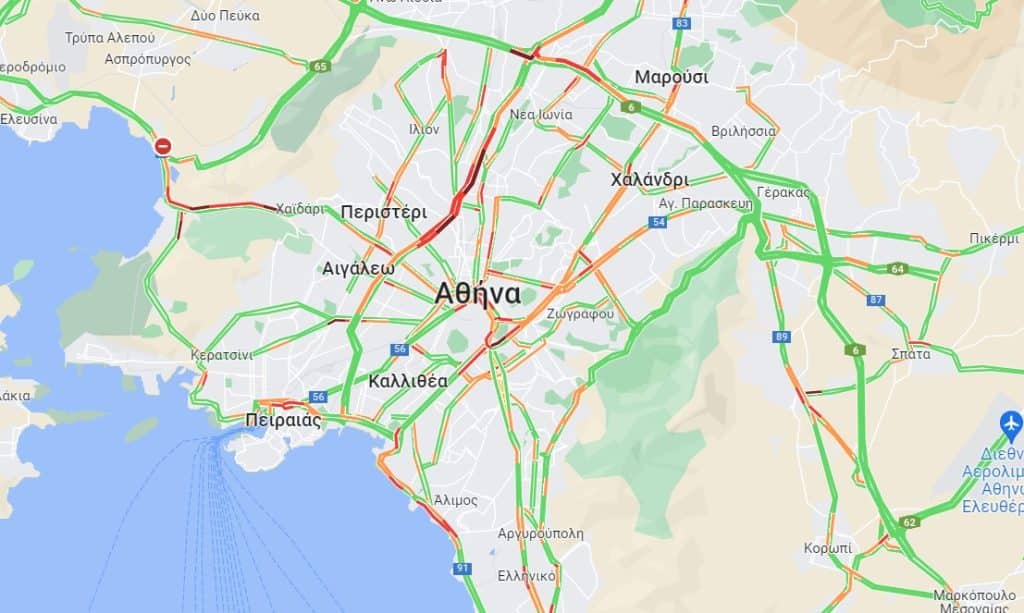 Κίνηση τώρα: Ουρές σε Λεωφόρο Αθηνών και Κηφισό - Δείτε live τον χάρτη