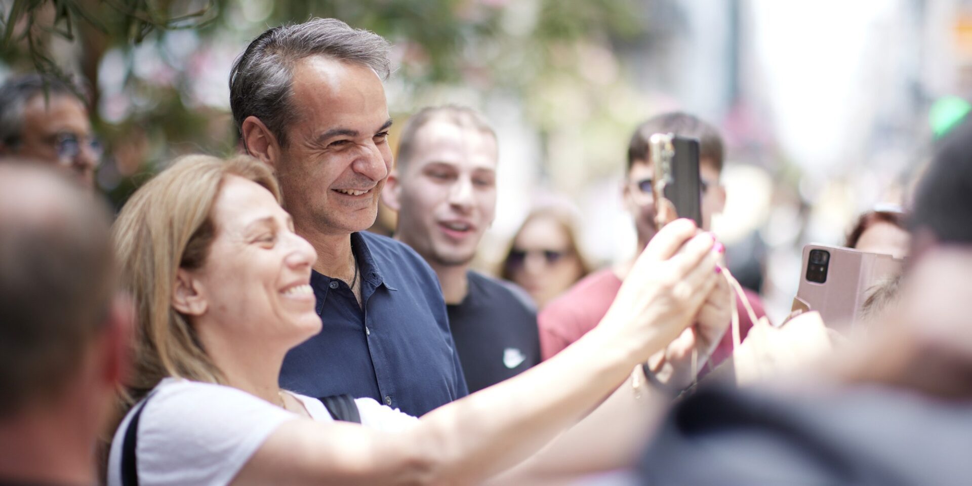 Ο Κυριάκος Μητσοτάκης στην Ερμού